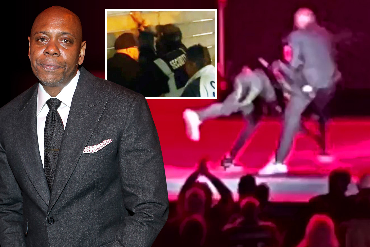 Chappelle tackled by man with GUN before Chris Rock jokes: 'Is that Will Smith?'