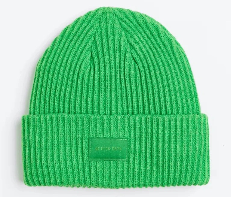 This soft knitted green beanie is just £6.99 from H&M